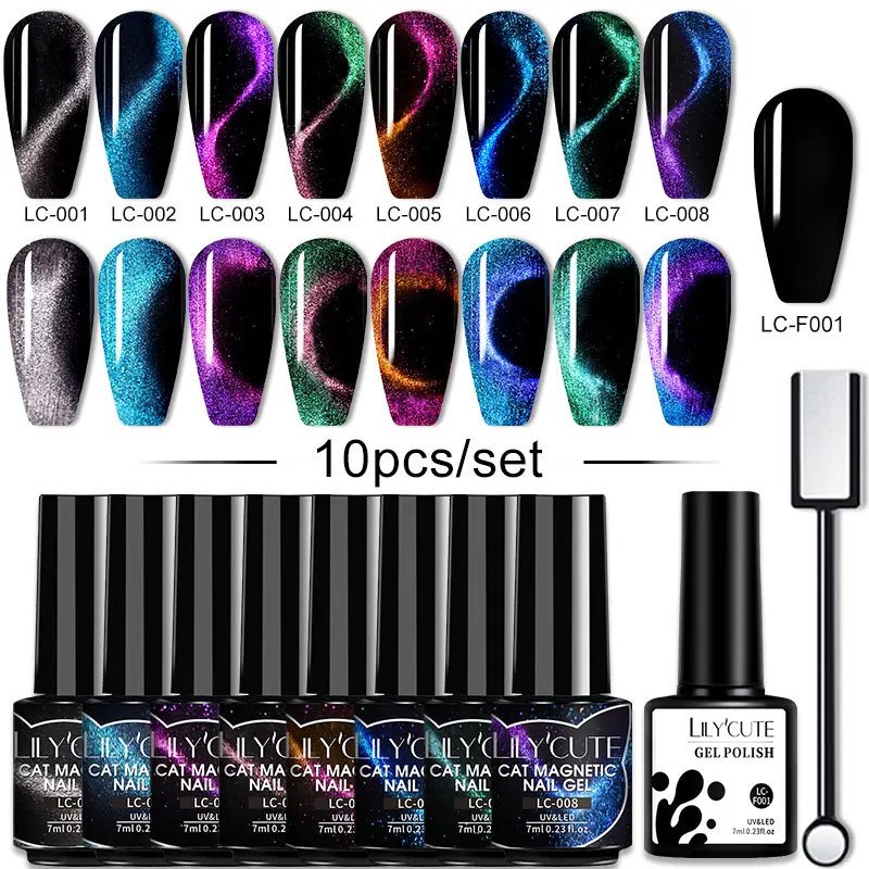 Esmalte de gel para uñas acabado ojo de gato 6 piezas